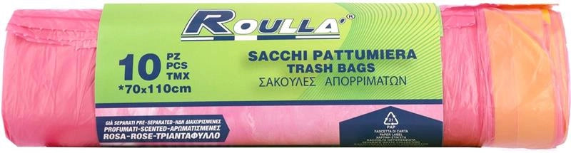 SACCHI PATTUMIERA PROFUMATI E CHIUDI FACILE ROSA 70X110 CM 10PZ