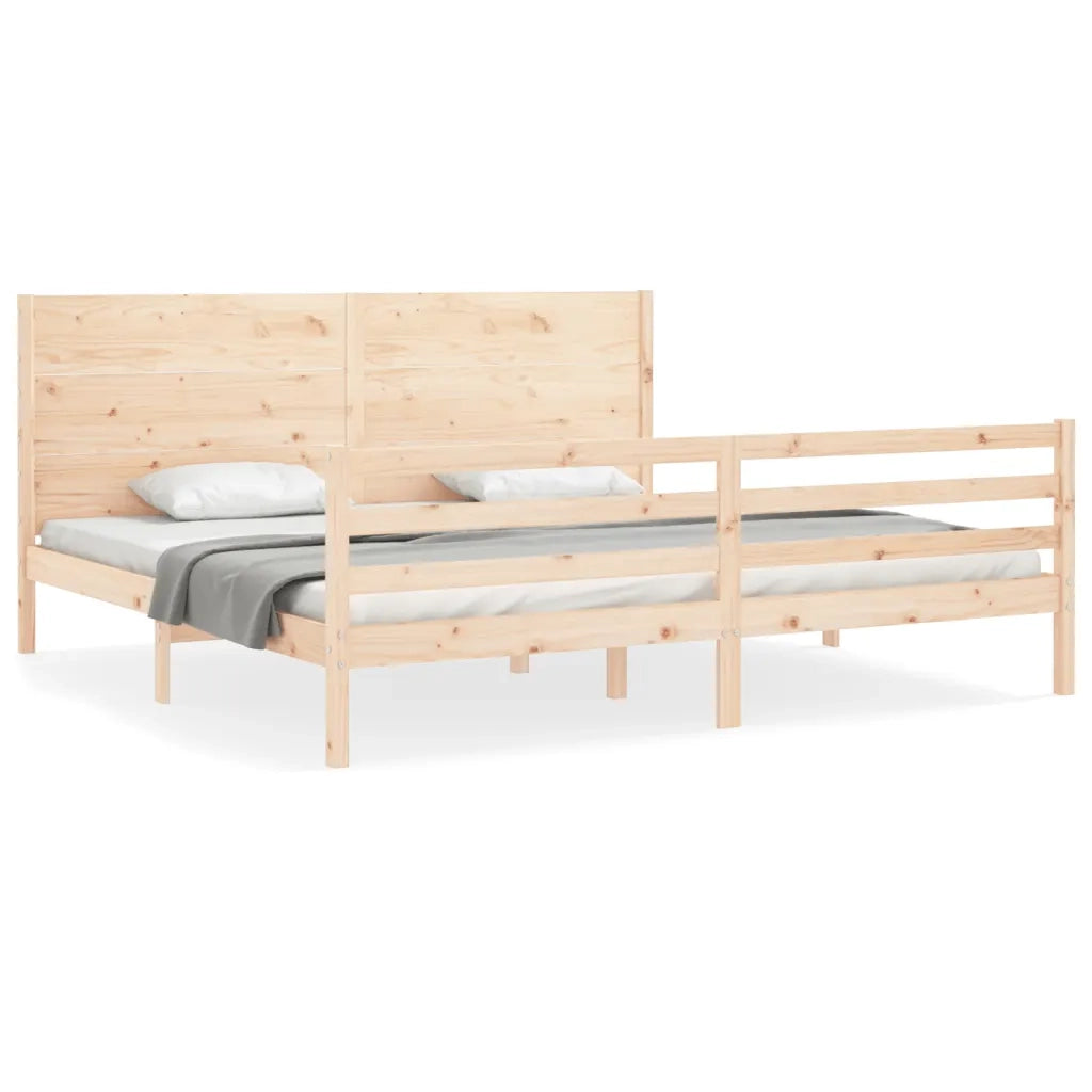 Giroletto con Testiera-Struttura Letto con testiera 200x200 cm in Legno Massello 178765