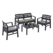 Salottino Outdoor Arti, set Salotto da Esterno 4 Posti Made in Italy, Nero Antracite