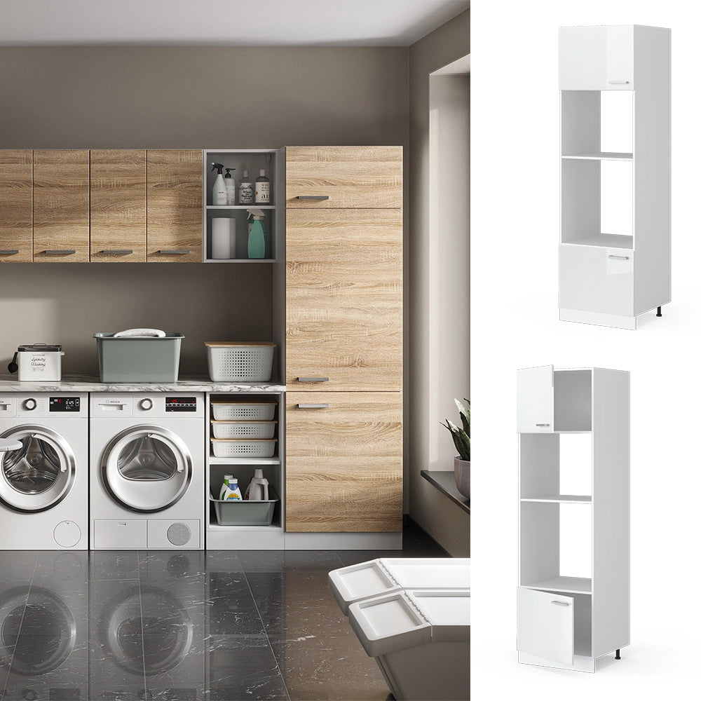 Vicco Dispensa universale Bianco lucido 60 cm con ripiani e ante a giorno