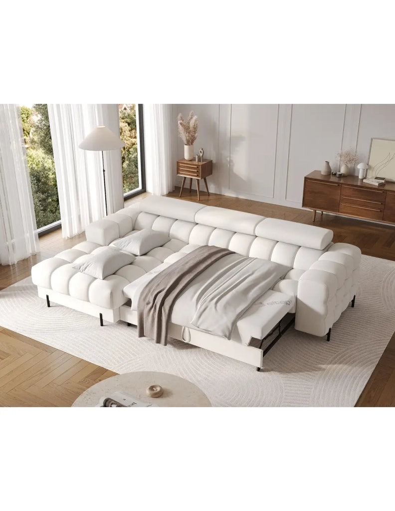 Divano ad angolo sinistro convertibile Bianco stile minimalista 285x99x181cm FILTRO