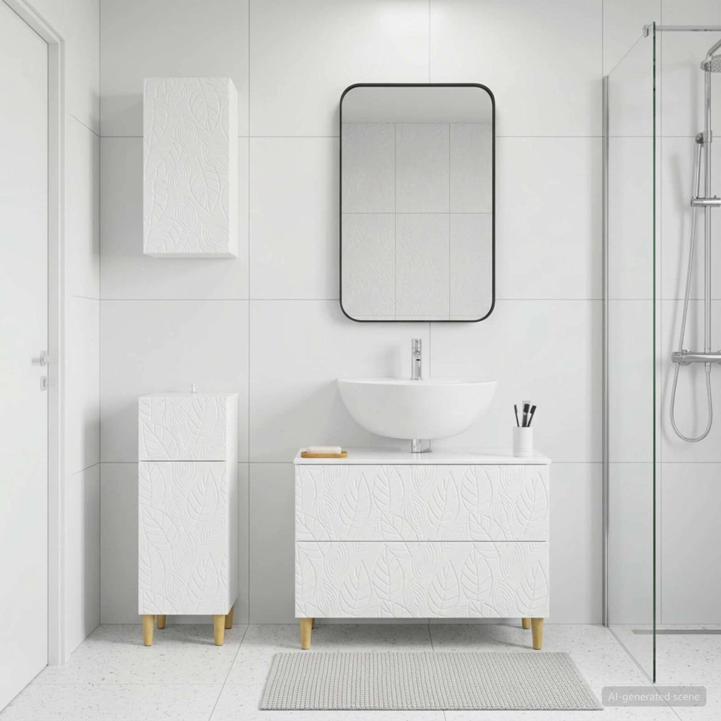 Set di armadietti da bagno in 3 pezzi DELFT Bianco Lucido 3417787