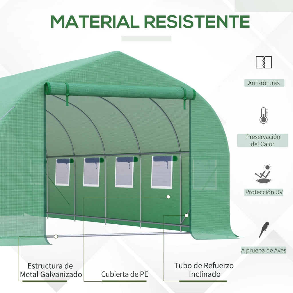 Serra da Giardino Tunnel Grande 6x3x2 m ¨C zephmum ¨C Verde con 12 Finestre e Porta a Zip