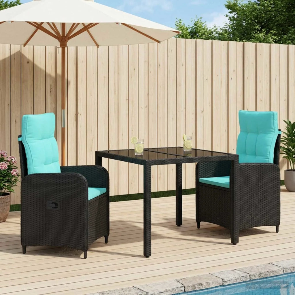 Set da pranzo per esterni 3 pz polyrattan 3422296