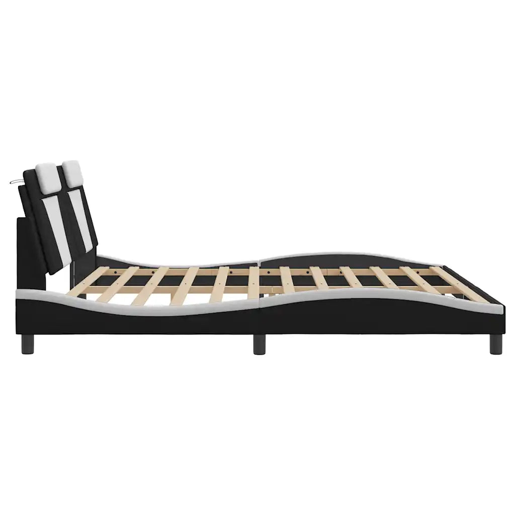 Giroletto Viana senza Materasso Bianco e Nero 200x200 cm in Similpelle