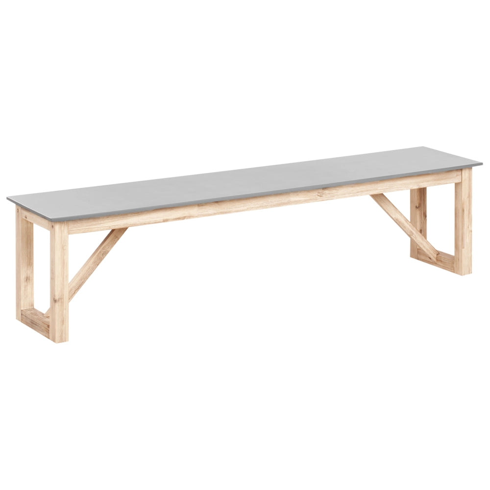 Panchina da giardino per esterni Piano in cemento Gambe in legno d'acacia Capacità 3 persone Grigio