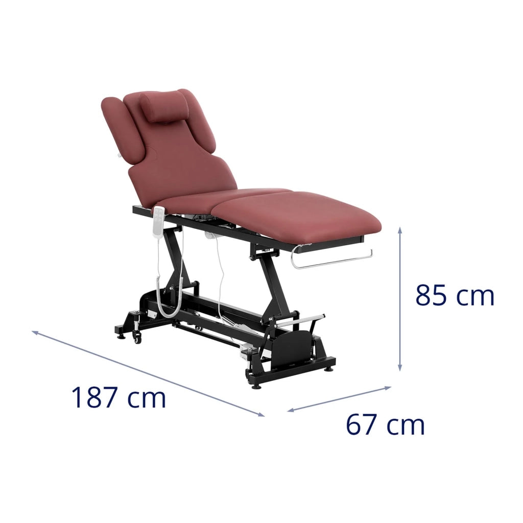 Lettino da massaggio - 3 motori - 250 kg - nero/rosso vino 14_0007760