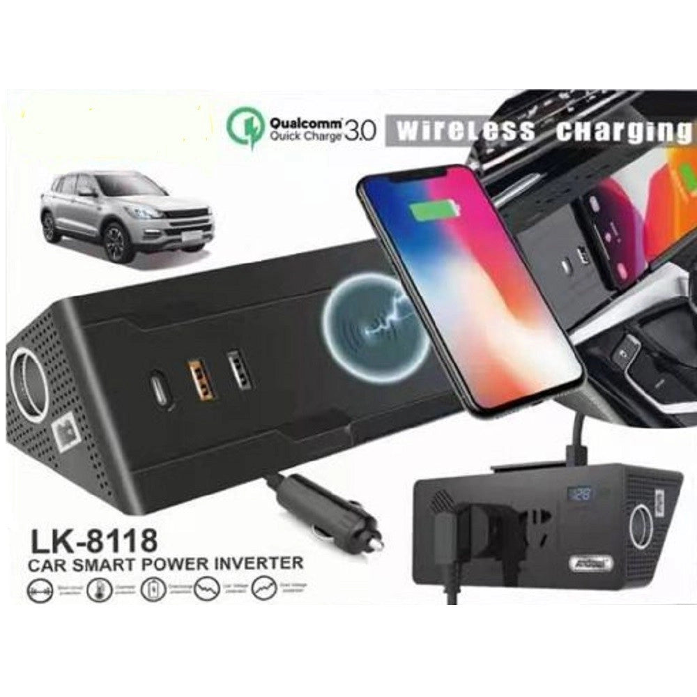 Trade Shop - Inverter Per Auto Smart Power Caricabatterie Wireless Ricarica Cellulare Lk-8118 -