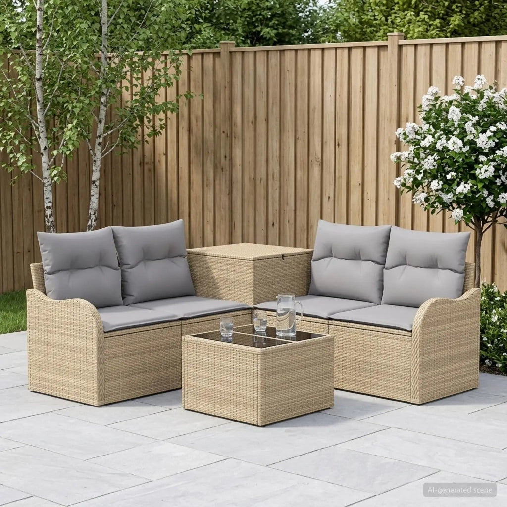 Set di divani 6 pz Beige e Grigio Chiaro 3447143