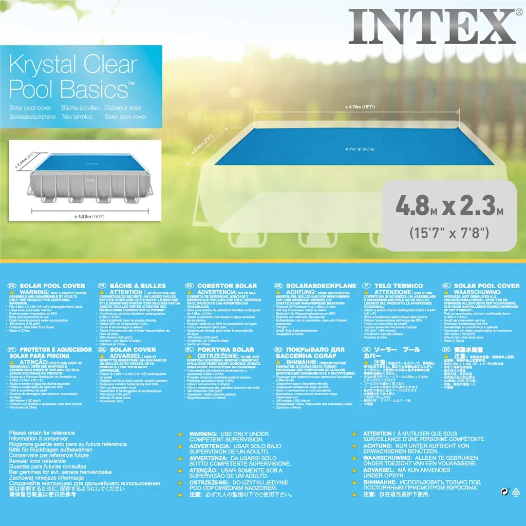 INTEX Copertura Solare per Piscina Blu 476x234 cm in Polietilene 3202958