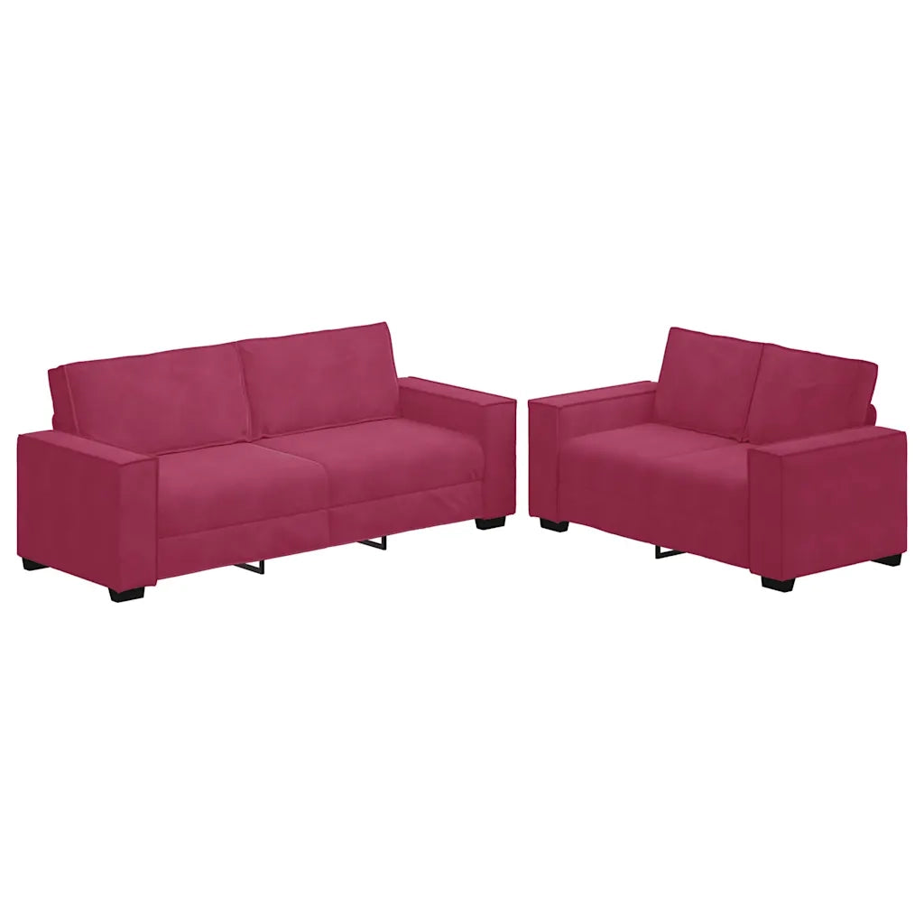 vidaXL Set di Divani 2 pz con Cuscini Rosso Vino in Velluto