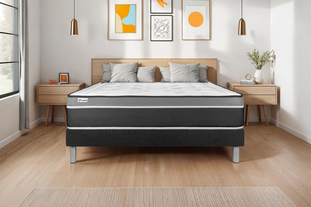 Letto con materasso VITAL CARE 180 x 220 cm Rete Kit Nero