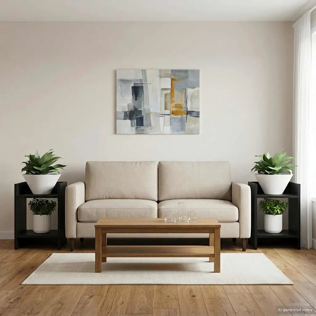 Supporto per piante 2 pcs Rovere Nero 30 x 30 x 40 cm 899613