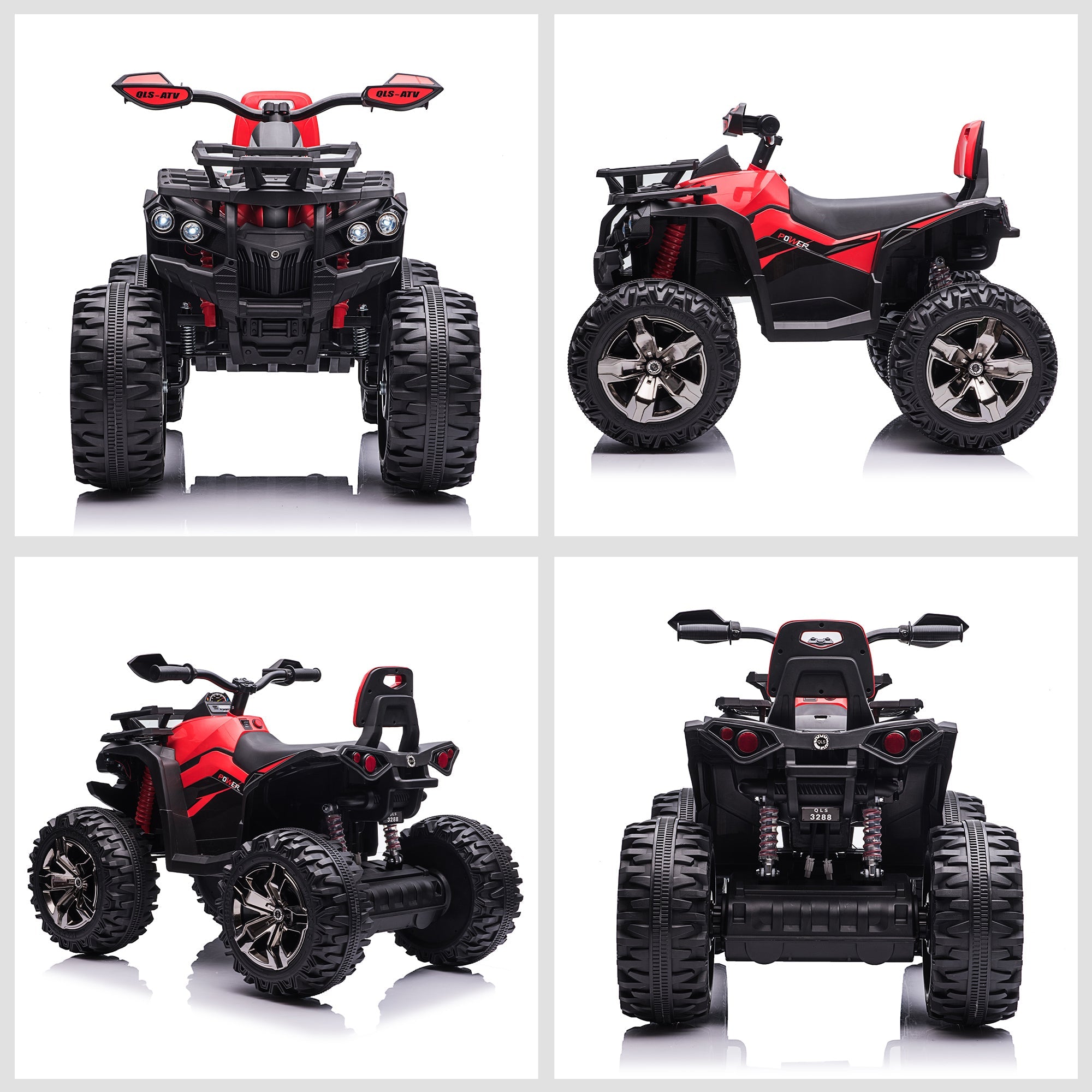 Quad per Bambini Elettrico 12V con Fari e Batteria Ricaricabile, Età 3-5 Anni, 100x65x73cm, Rosso