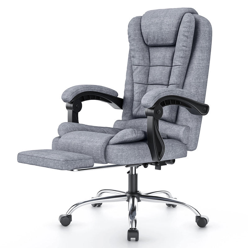 Sedia da ufficio con poggiapiedi, sedia da ufficio ergonomica , sedia per computer in pelle PU, girevole e inclinabile, grigio scuro