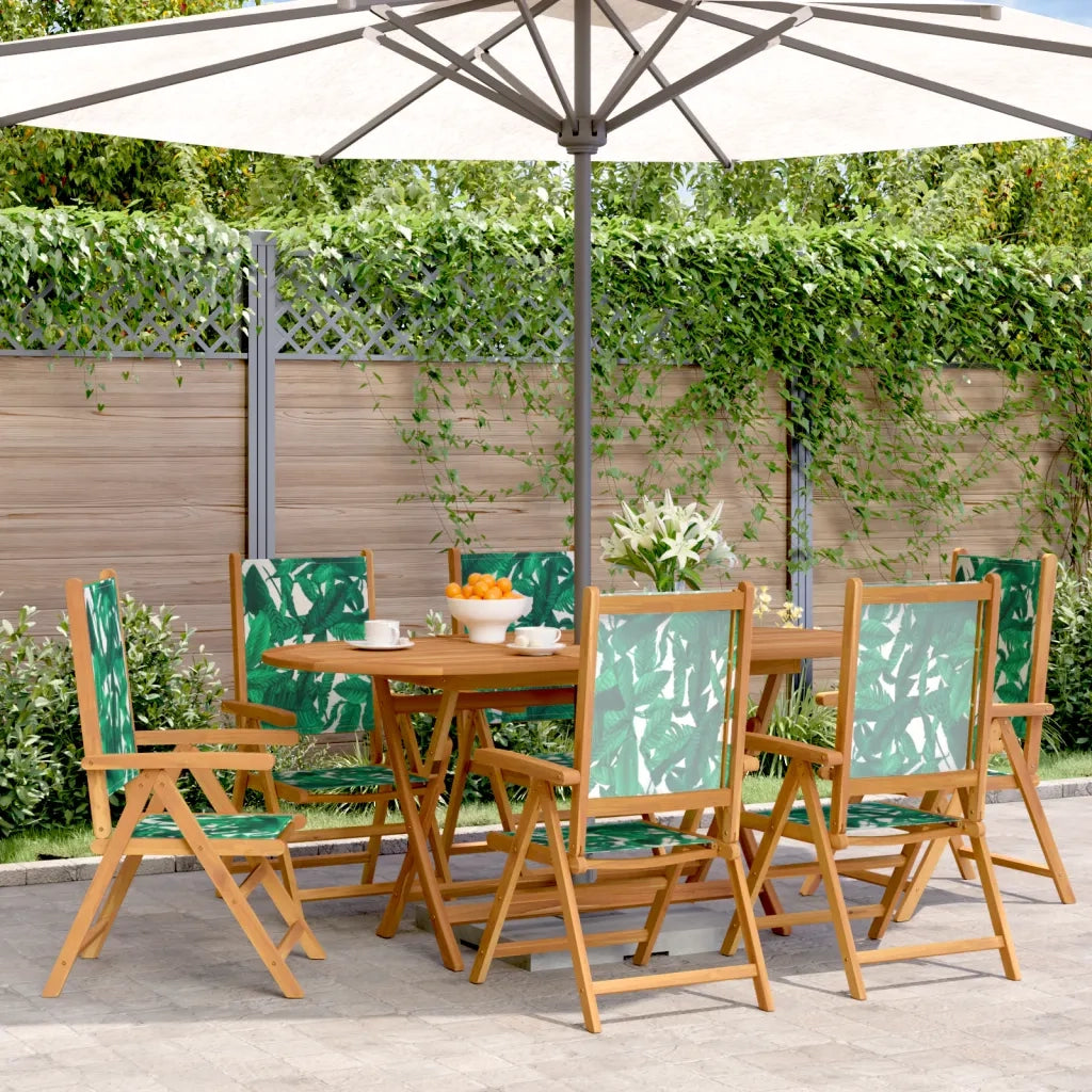 Sedie Giardino Reclinabili 6 pz Verdi Tessuto e Legno Massello 3214551