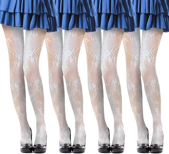 Pantaloni con bordi bianchi per donne - Trasparenti con bordo floreale - Mis unica (bianco)