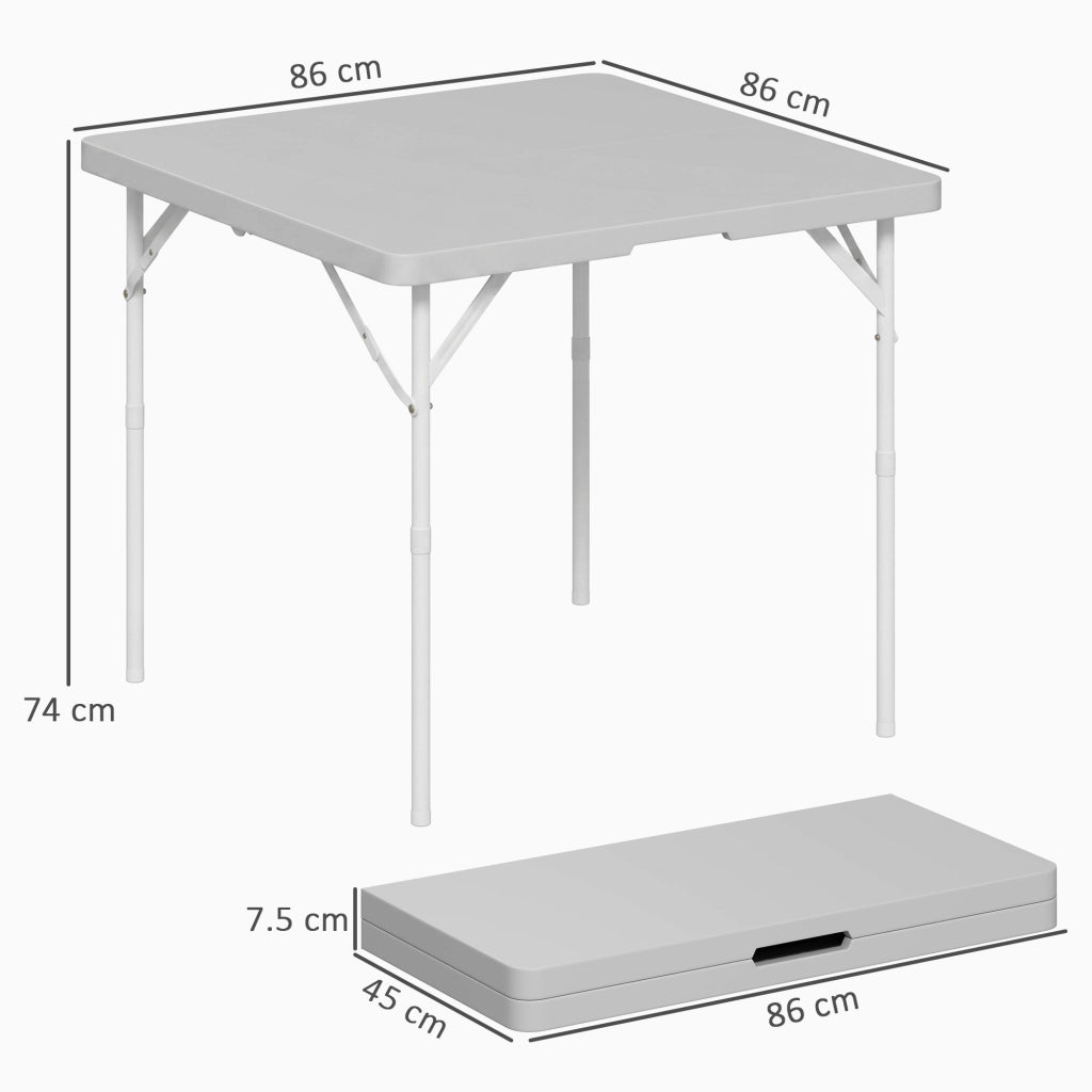 Tavolo da campeggio pieghevole ¨C zephmum ¨C grigio scuro, HDPE e metallo, 86x86x74 cm