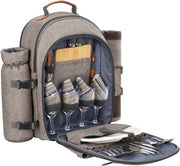 Set di picnic per 4 persone con raffreddamento isolato e coperta per campeggio all'aperto colore beige