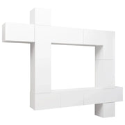 Set di mobili in legno ingegnerizzato bianco da 9 pezzi tra cui armadio credenza mobile TV e televisore per soggiorno camera da letto e salotto. 02_0024349