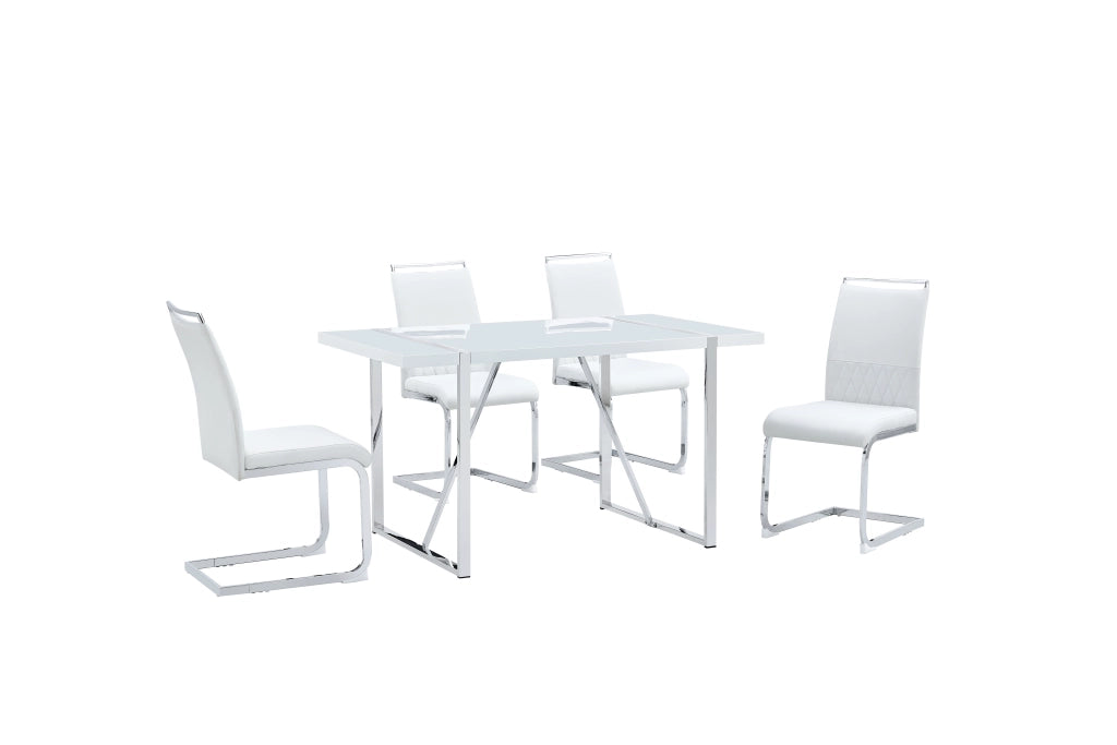 Sedia da Pranzo Ergonomica con Schienale in PU e Lino piedini antiscivolo Metallo Bianco
