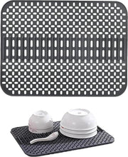 Matte di protezione da gocce - Grande matrice di protezione da gocce - 43 x 32 cm - Resistente al calore e antiscivolo - Asciugamano per cucina - Pezzo di protezione in uso - Grigio scuro.
