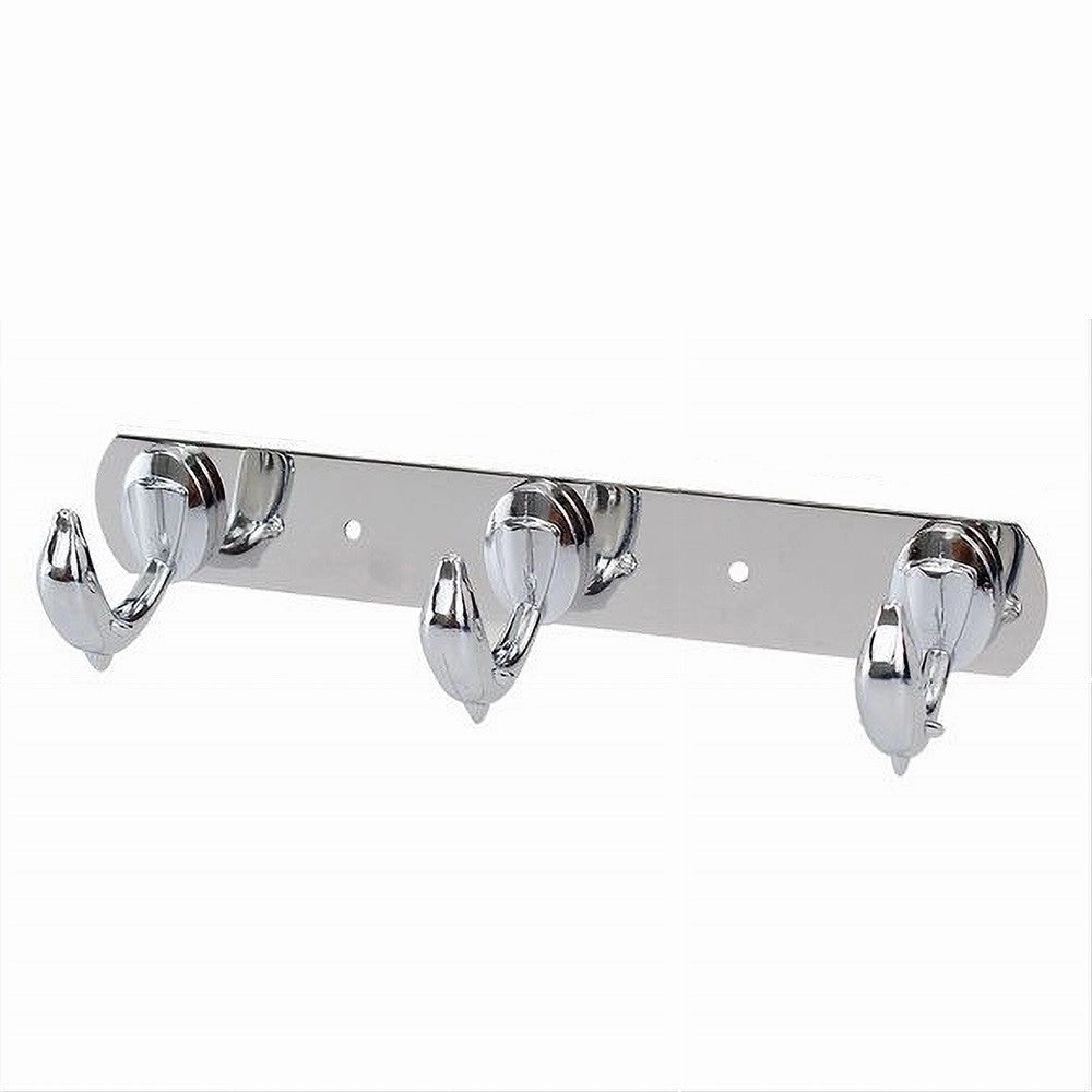 Trade Shop - Appendino Con 3 Ganci A Delfino Parete Multiuso Acciaio Viti 24.5 Cm 52179 -