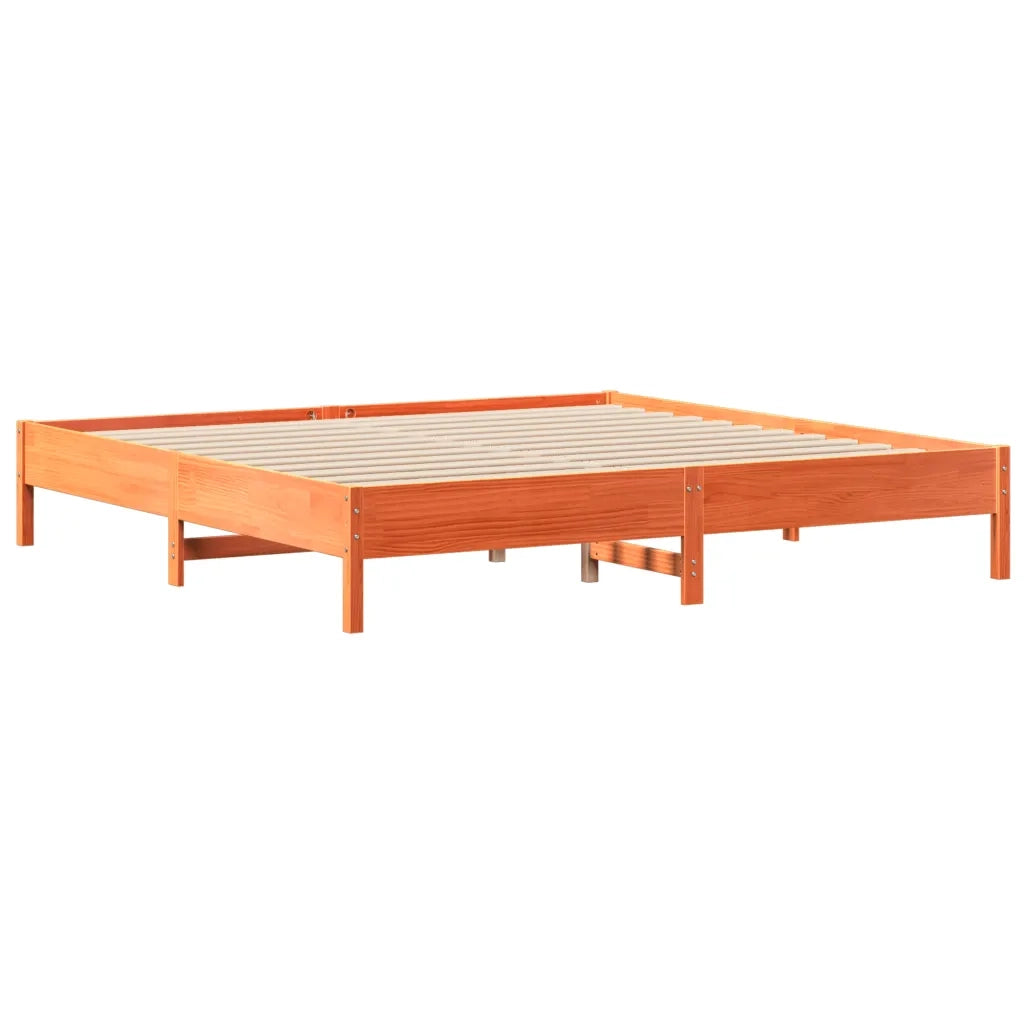 vidaXL Letto Libreria senza Materasso Marrone Cera 200x200 cm in Pino