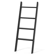Mensola a scala a 4 livelli da appoggio a muro per esposizione e conservazione, Scala per coperte per piante rustico per bagno Nero-Portasciugamani