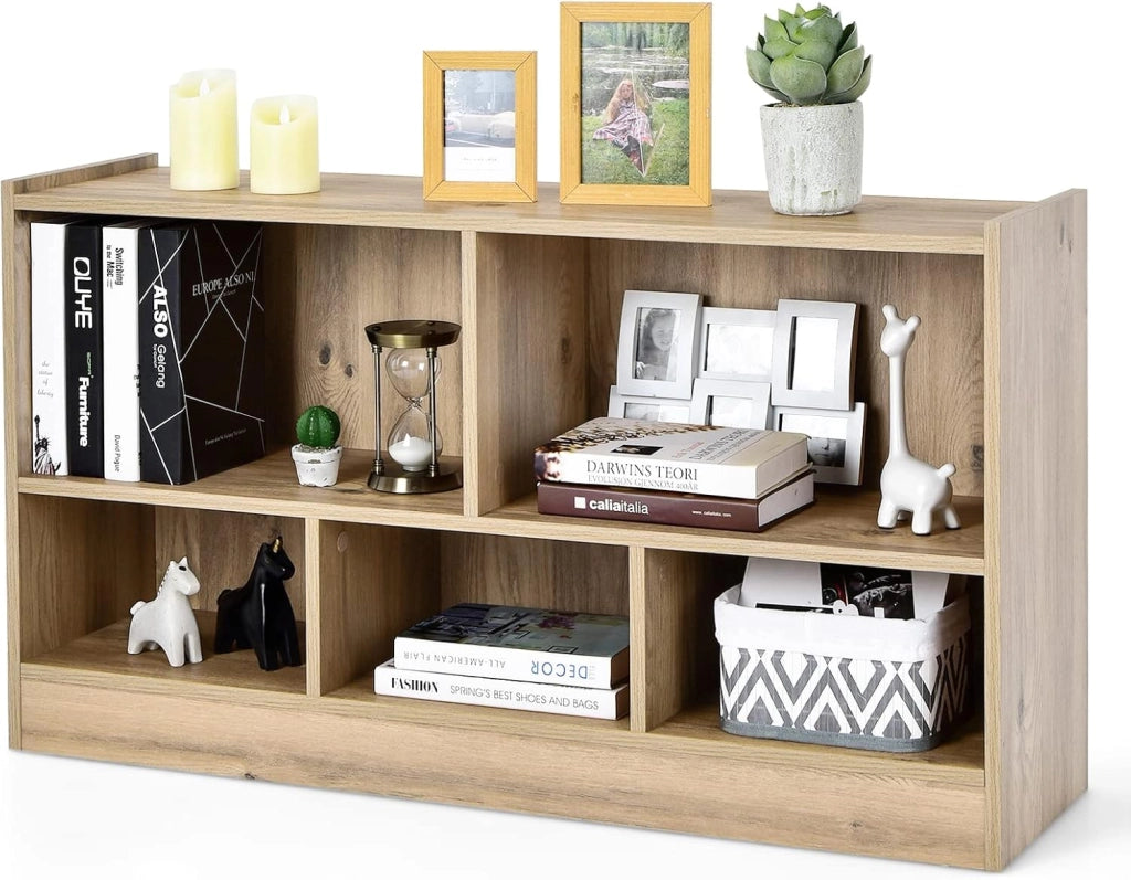 Libreria per bambini, con 5 scomparti aperti, per giocattoli, per libri e giocattoli, per cameretta dei bambini, 111 x 30 x 61,5 cm (naturale)