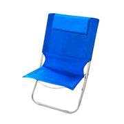 Trade Shop - Spiaggina Con Cuscino Per Testiera Blu 57 X 47 X 95 Cm Pieghevole Portatile 281015 -