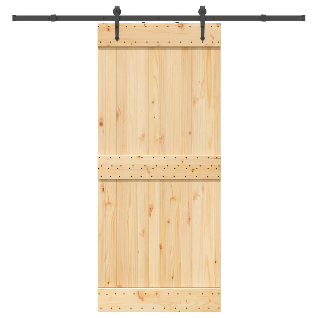 Porta scorrevole NARVIK Naturale e Nero 90 x 210 cm (213,5 cm)