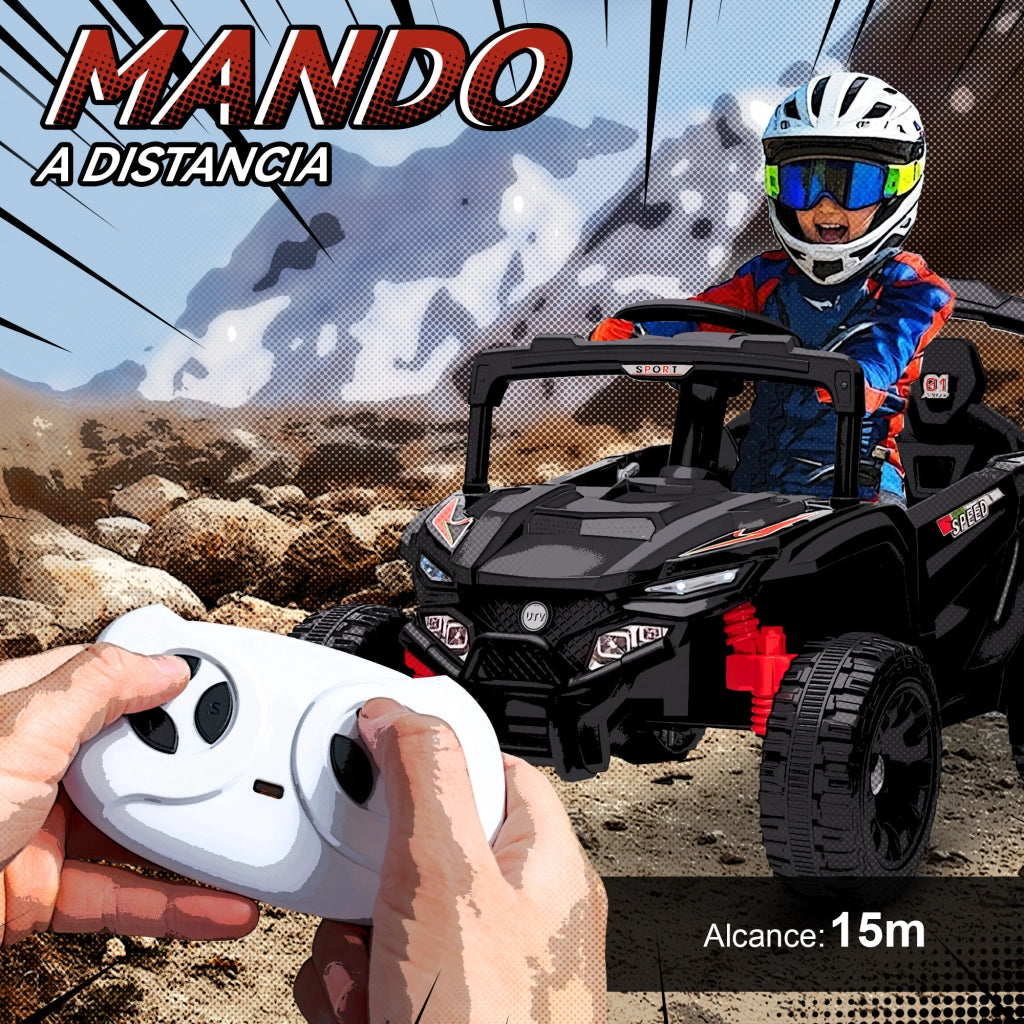 Auto Elettrica Bambini 12V 2 Motori Telecomando Sospensione Luci Musica ¨C Xylo ¨C Nero