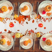 Tavolo da pranzo di stoffa autunnale 30 x 188 cm e 50 foglie artificiali di quercia autunnale per decorazione da tavolo autunnale