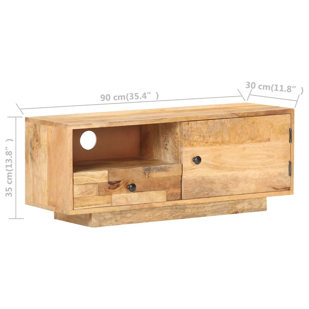Mobile Porta TV-Credenza per TV 90x30x35 cm in Legno Massello di Mango