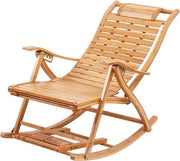Sedia da Giardino in Legno di Bambù Sostenibile - 5 Posizioni Regolabili - Cuscino Opportuno - Incluso Supporto Braccio e Piedi - Massimo 200KG - Khaki