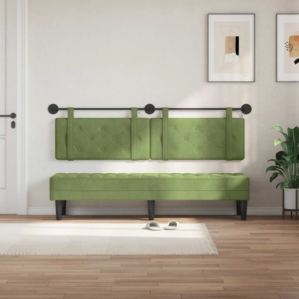 Testiera | Testata sospesa Con luce LED Verde chiaro Velluto