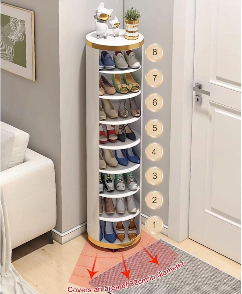 scarpiera Scarpiera girevole a 360 gradi per riporre l'ingresso - Moderno supporto in metallo per piccoli spazi - Supporto verticale per organizer per scarpe (dimensioni: 32 * 105 cm/12,6 * 41 po