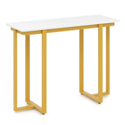 Consolle da ingresso in finto marmo 107 x 40 x 79,5 cm design elegante ed ergonomico in legno bianco e oro 20_0013827