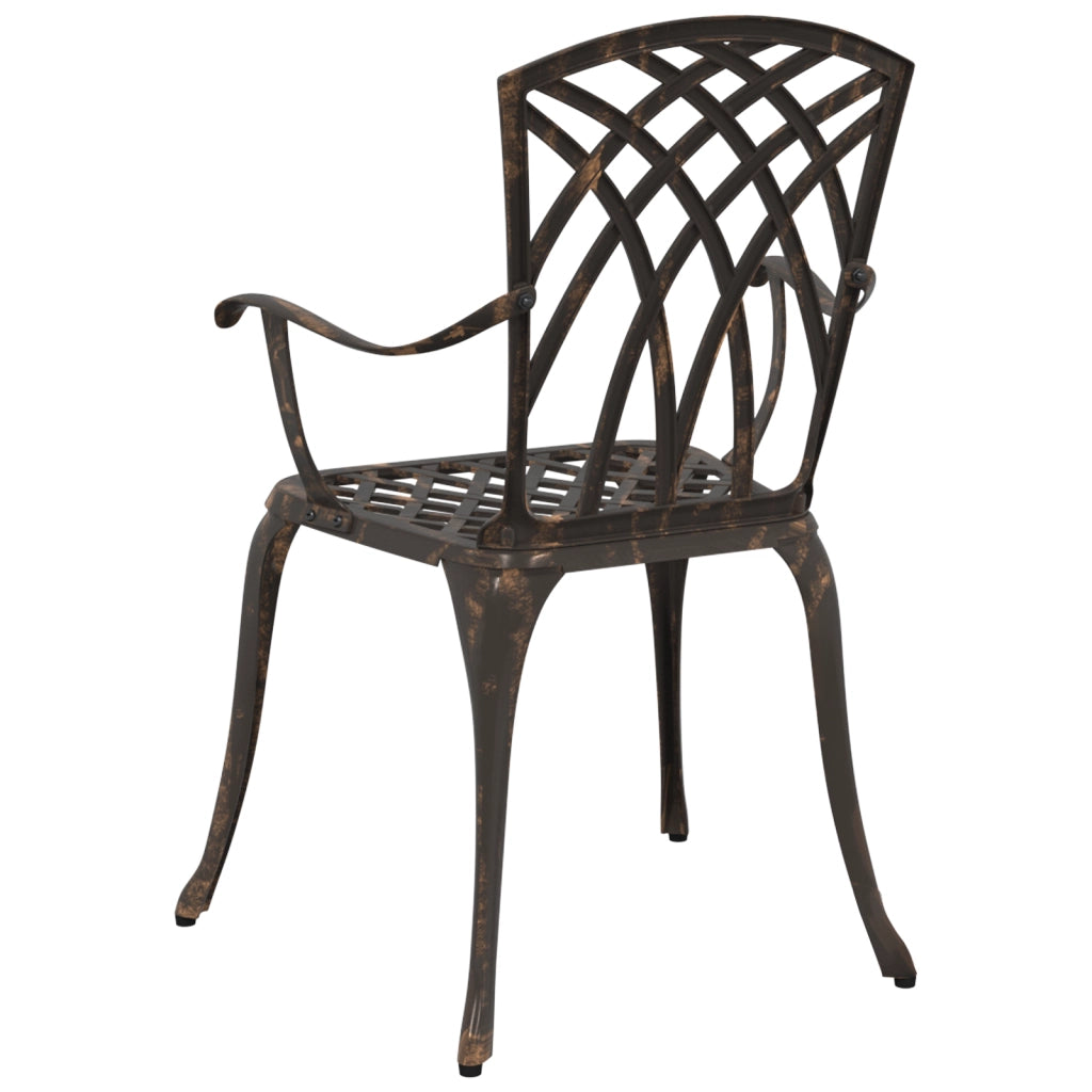 Set di 2 Sedie da Giardino in Alluminio Fuso Bronzo