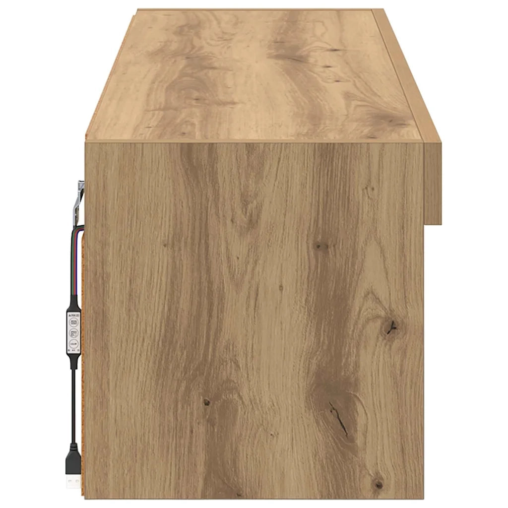 Mobile TV da parete con LED Rovere artigianale 100 x 30 x 30 cm 882967