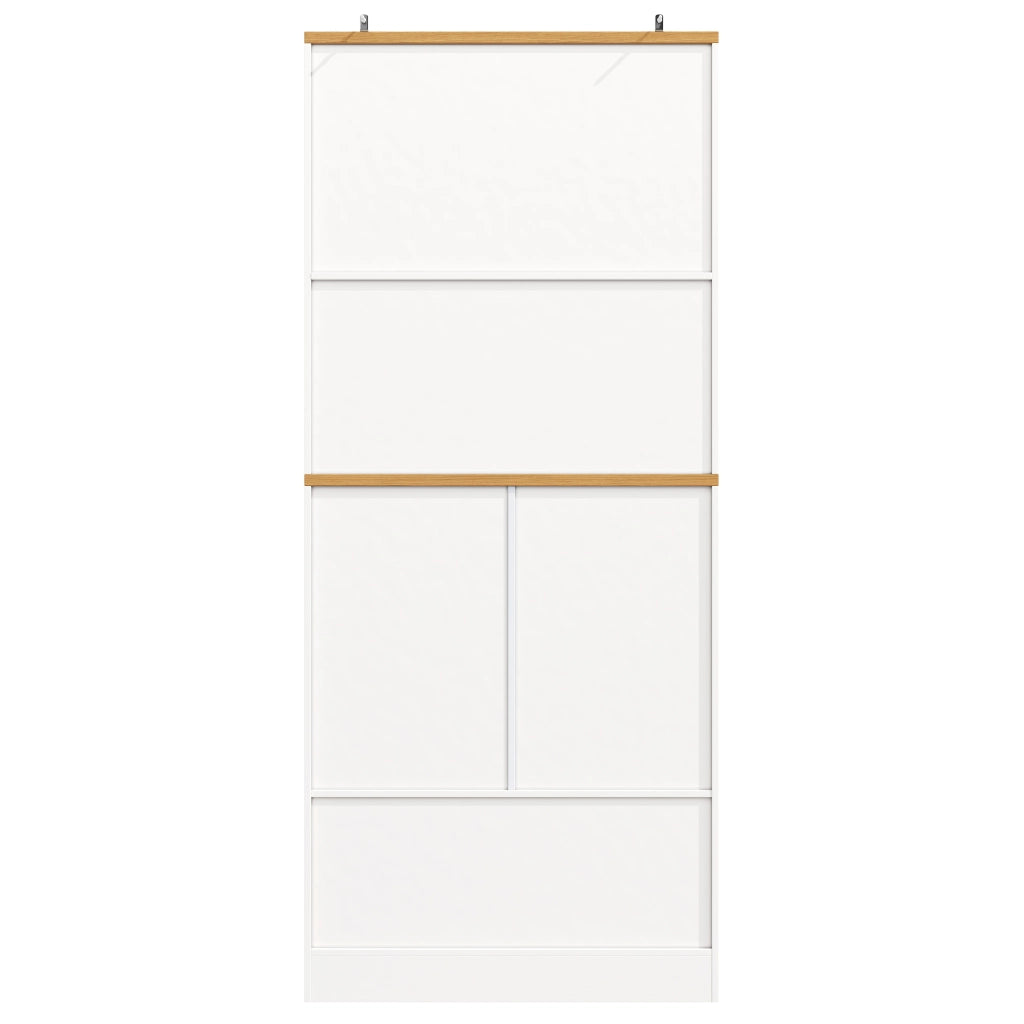 Dispensa alta con ripiani aperti e cassetti in MDF bianco per cucina soggiorno e lavanderia 80 × 40 × 180 cm