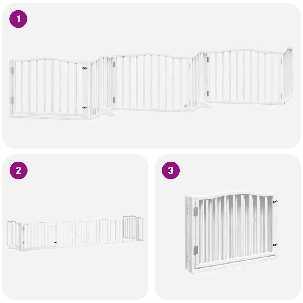 vidaXL Cancello Cani Porta Pieghevole Bianco 6 Pannelli 480 cm Pioppo