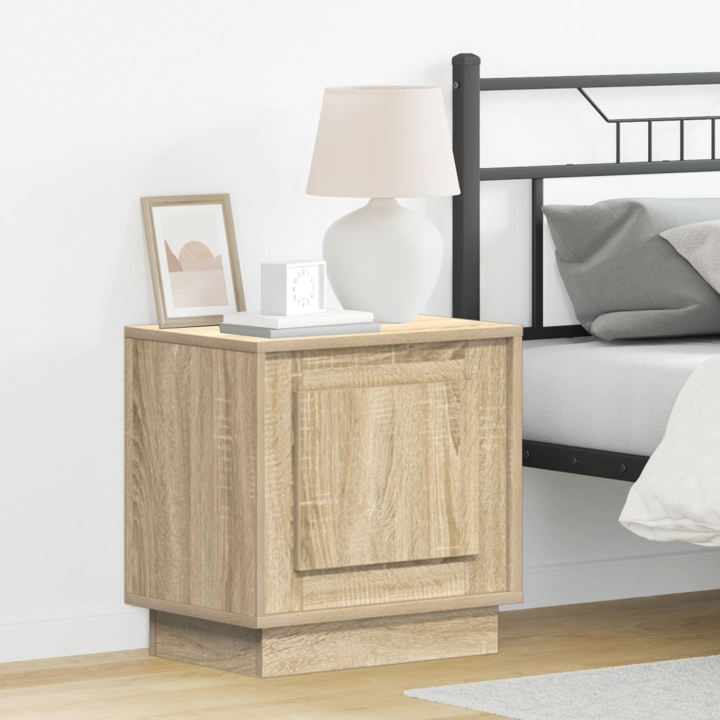 Comodino con luci LED Rovere Sonoma 44x34,5x45 cm
