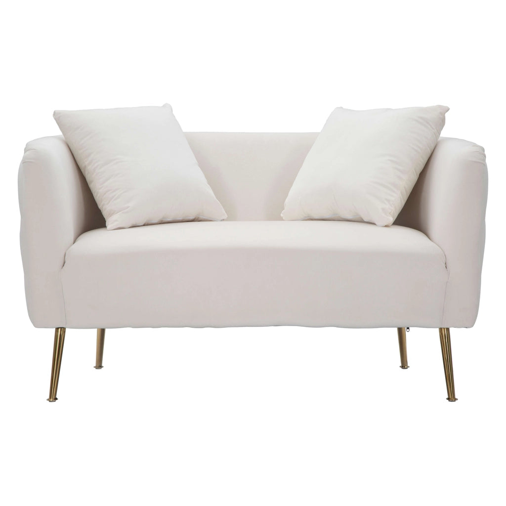 Dingle, Divano Fisso 2 Posti Effetto Velluto, 127x74x71h cm Bianco