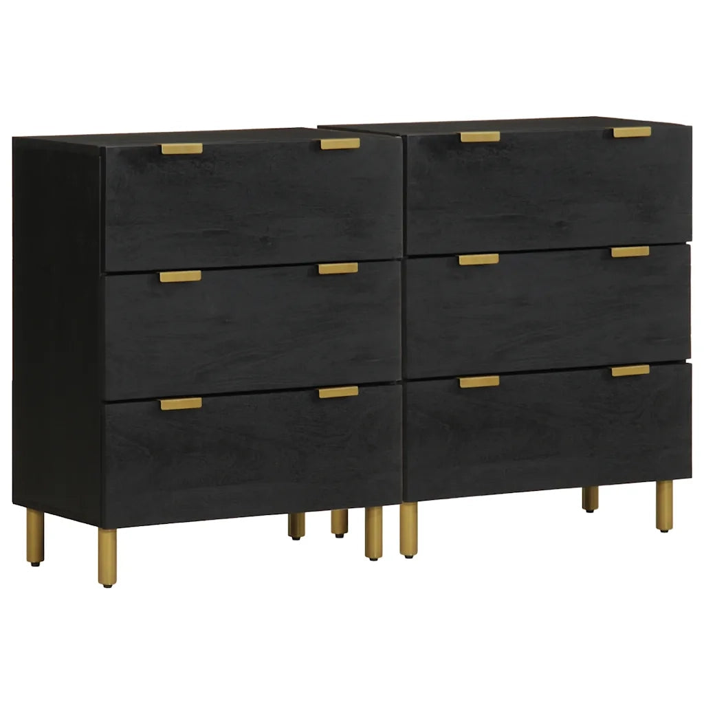 Credenze 2 pz Nere 60x33x75 cm in Legno Multistrato