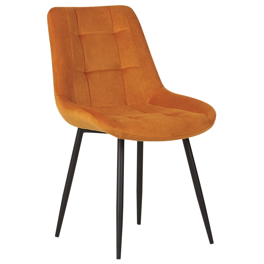 Set di 2 sedie da pranzo in velluto arancione gambe in ferro Nero sedie moderne imbottite