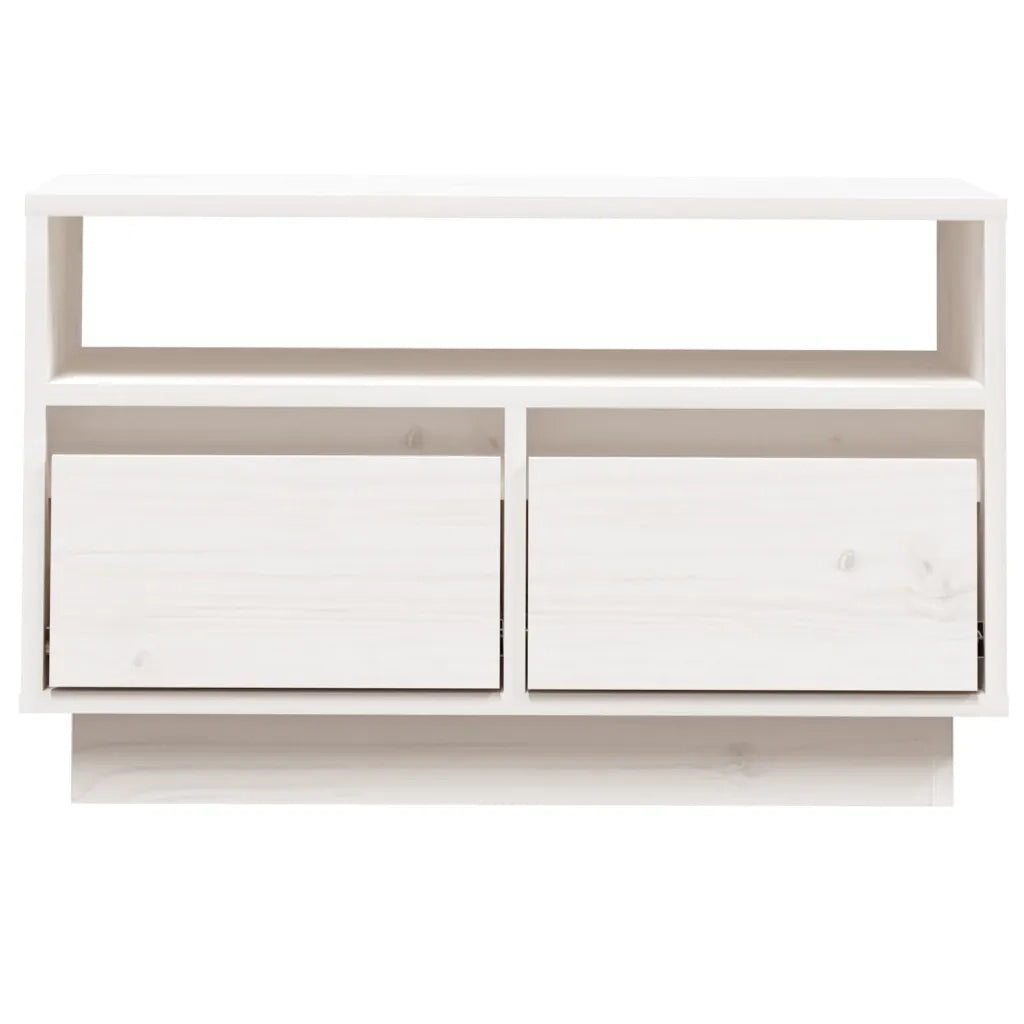 Mobile Porta TV Bianco 60x35x37 cm in Legno Massello di Pino 813426