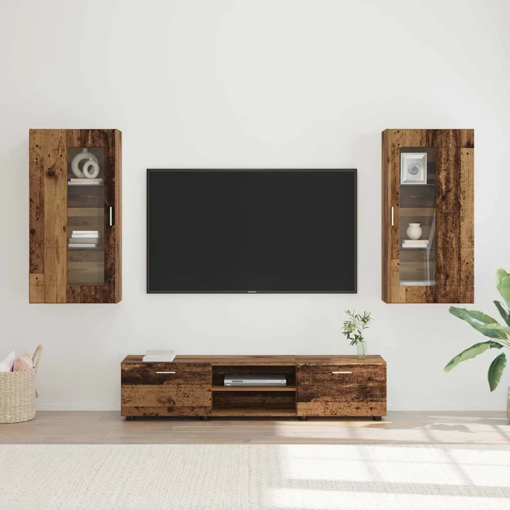 Set mobile TV con porta FLORIN Legno vecchio Legno multistrato