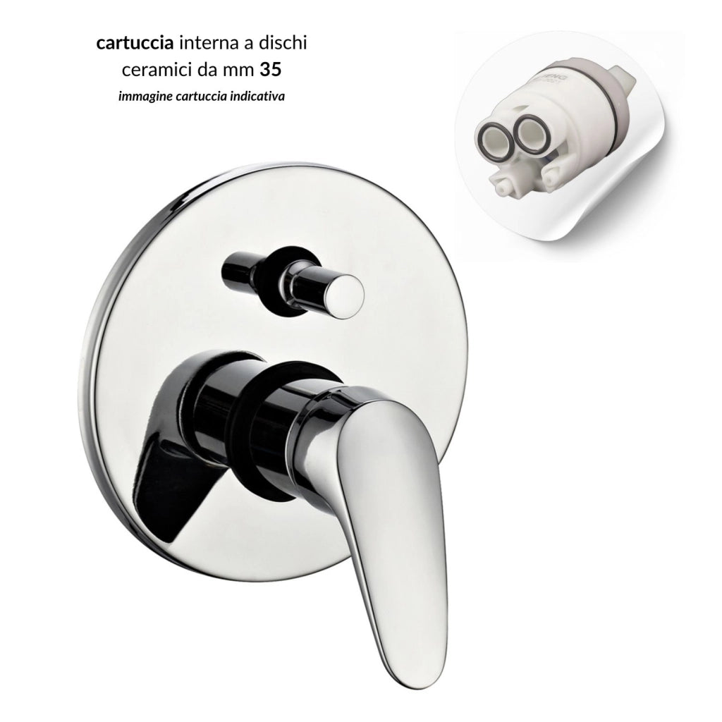 Miscelatore doccia parete europa incasso con deviatore ottone colore cromato *** confezione 1